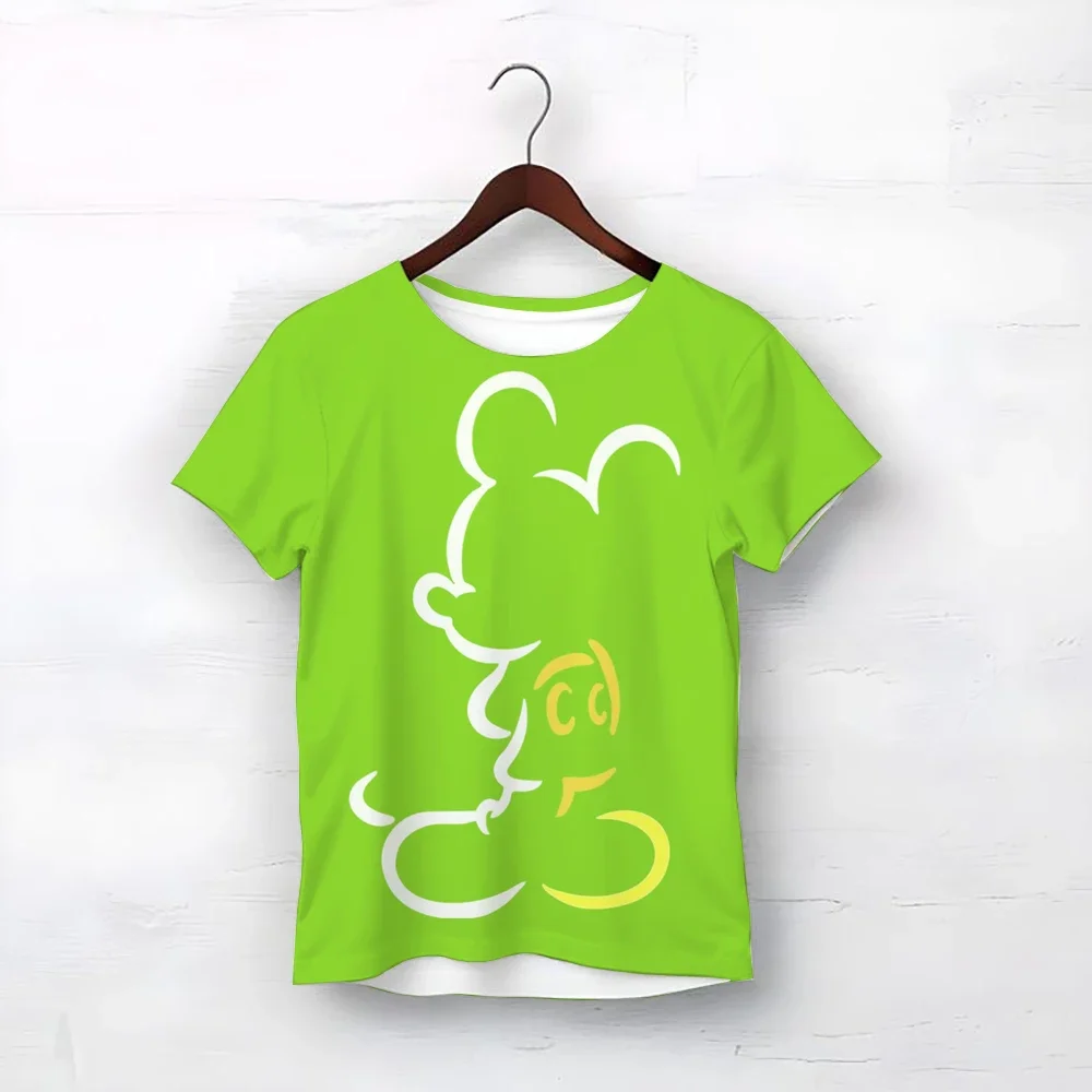 

Лето 2025 г., модная крутая дышащая повседневная футболка с Микки Маусом и рисунком для взрослых и детей, подростковая идентификационная футболка с короткими рукавами, 3d повседневная футболка