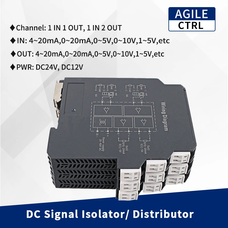 

1 in 2 out Analog Signal Converter Active Passive Signal Isolator Module with 0.12%FS High Accuracy Galvanic Signal Isolator