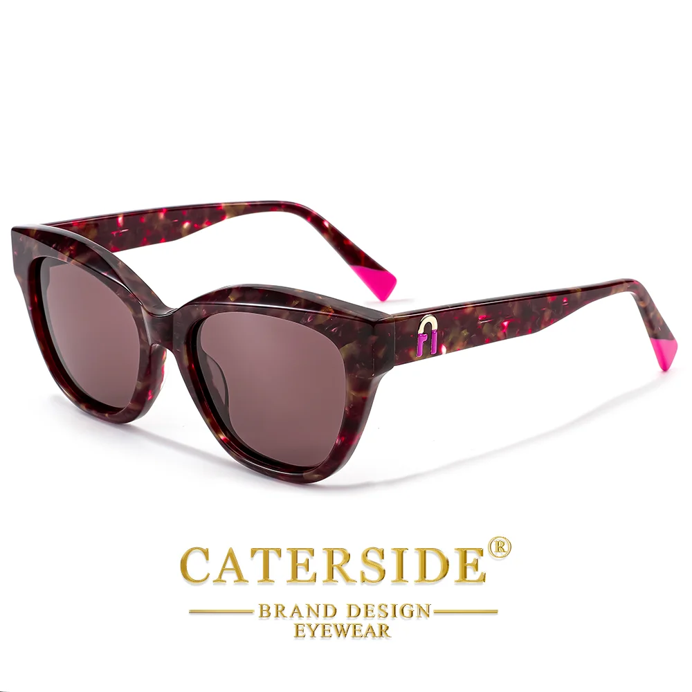 CATERSIDE Unisex Mode Polarisierte Sonnenbrille Acetatfaser Dicker Rahmen Reise Business Party Luxus Dekorative Brille UV400 – Detail 10