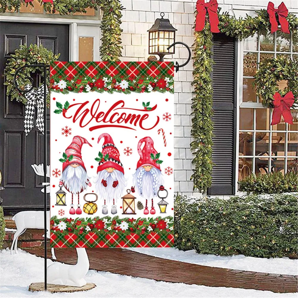 Christmas Snowman Garden Flags Hanging Ornament Porch Door Linen Banner Outdoor Xmas Christmas Decorations For Home