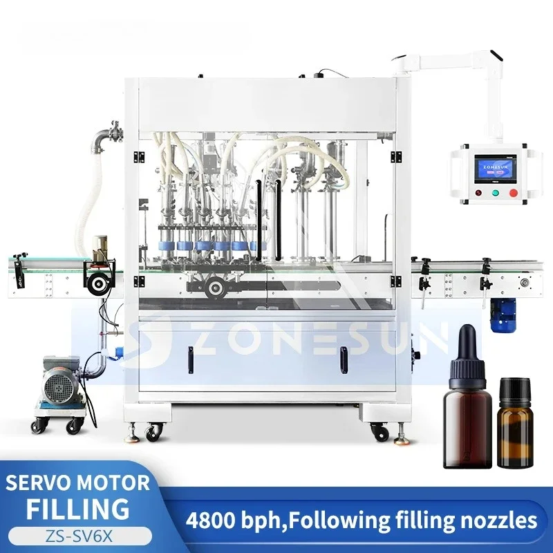ZONESUN ZS-SV6X Riempitrice automatica a 6 teste Servo Riempitrice per liquidi Riempitrice a movimento continuo