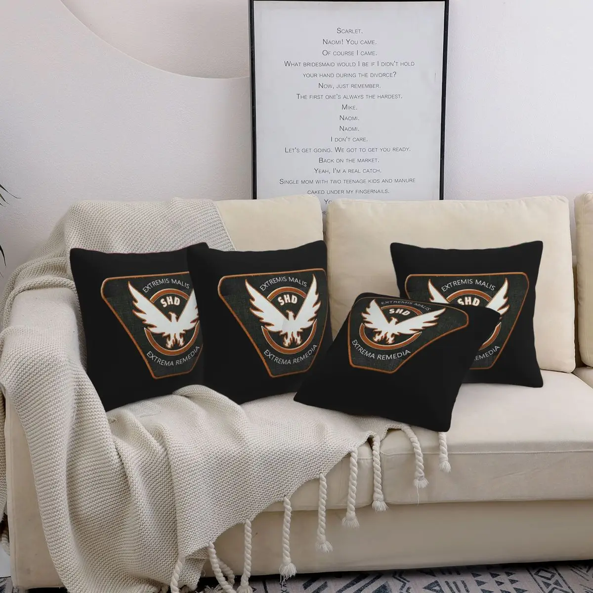 

The Division 2 Shd 4pcs Square Pillowcase Cushion Cover Comfort Pillow Case Throw Pillow Cover for Home Bedroom Car