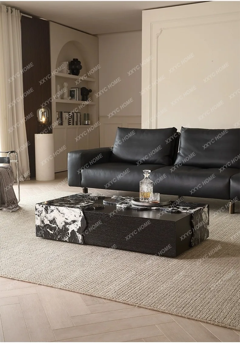 A  Marble Pattern New Luxury Stone Coffee Table Art Creative Villa High-end Rectangular
