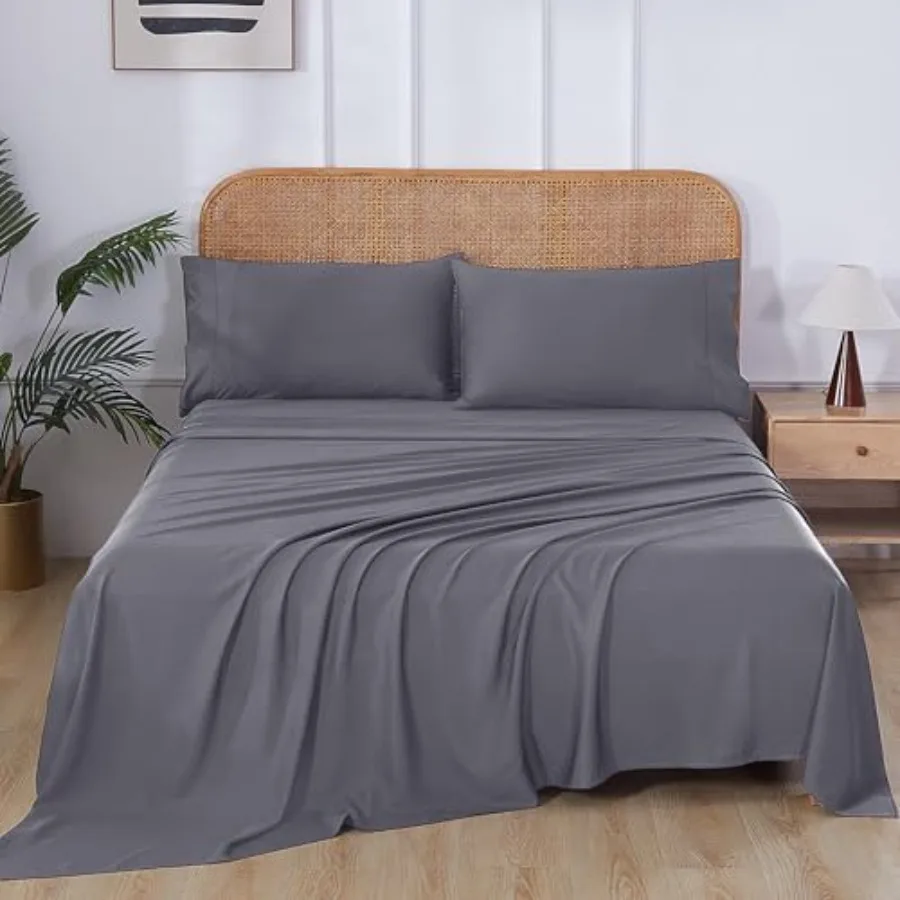 

100% Bamboo Viscose Sheet Set 400 Thread Count Cooling Sheets for Hot Sleepers 16" Deep Pocket Ultra Soft Breathable and Hotel