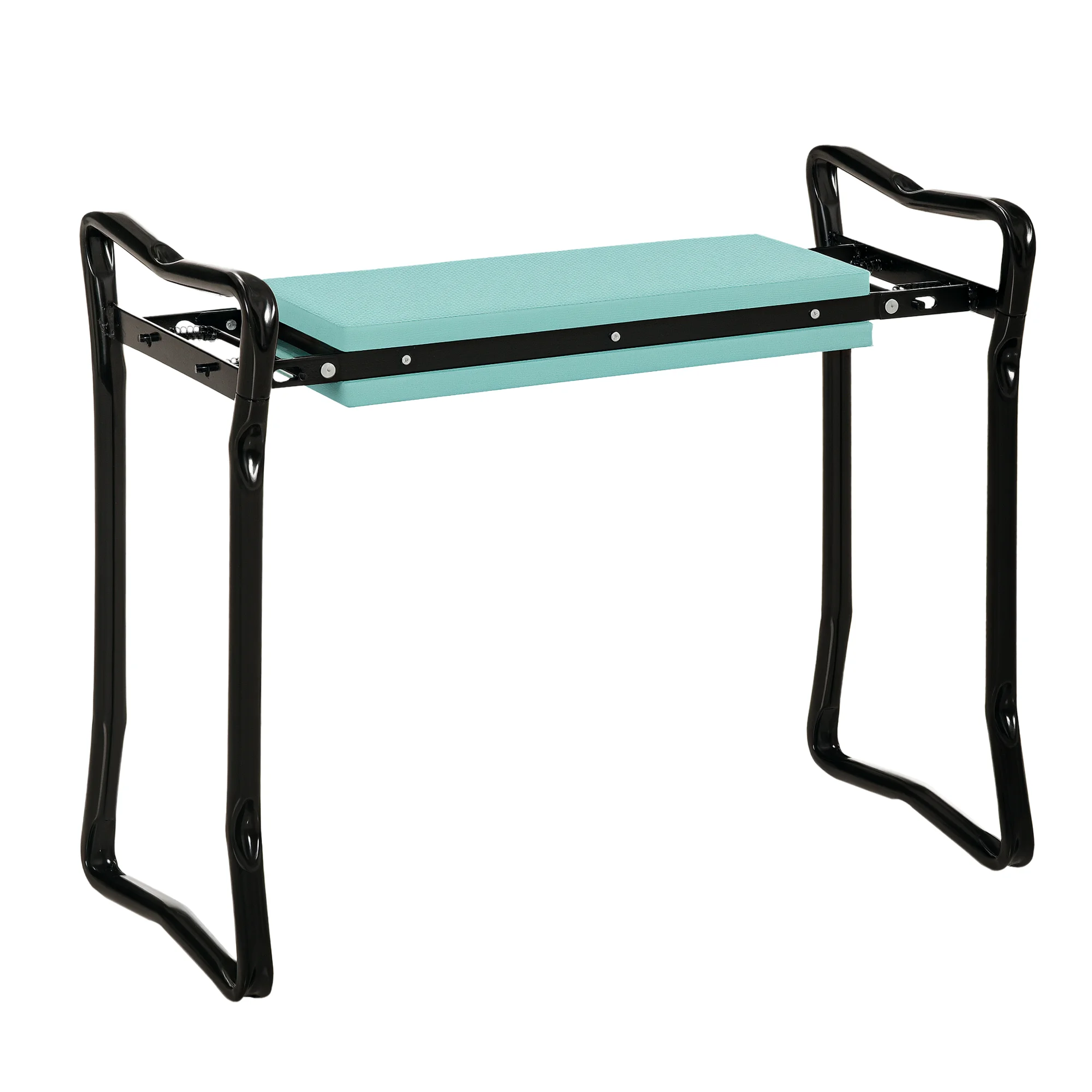 Outsunny Tabouret de Jardin Pliable agenouilloir de Jardin siège Jardinage avec Coussin Acier EVA Noir Vert