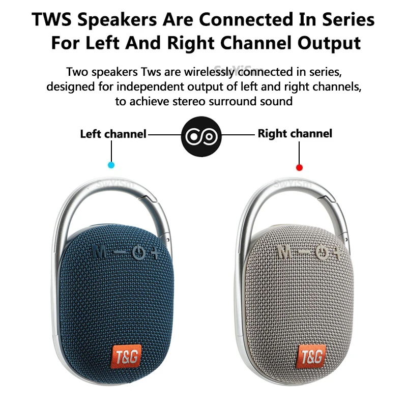 TG321 مكبر صوت بخاصية البلوتوث قابل للنقل IPX7 مقاوم للماء لاسلكي صغير مكبرات صوت في الهواء الطلق مع هوك الغبار FM TF USB