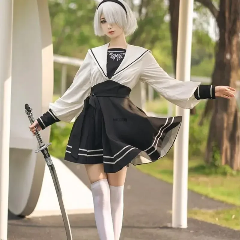 Disfraz de Nier Automata Yorha 2B Saimor, traje Sexy, traje de juegos, juego de rol para mujeres, vestido elegante para fiesta de Halloween para niñas