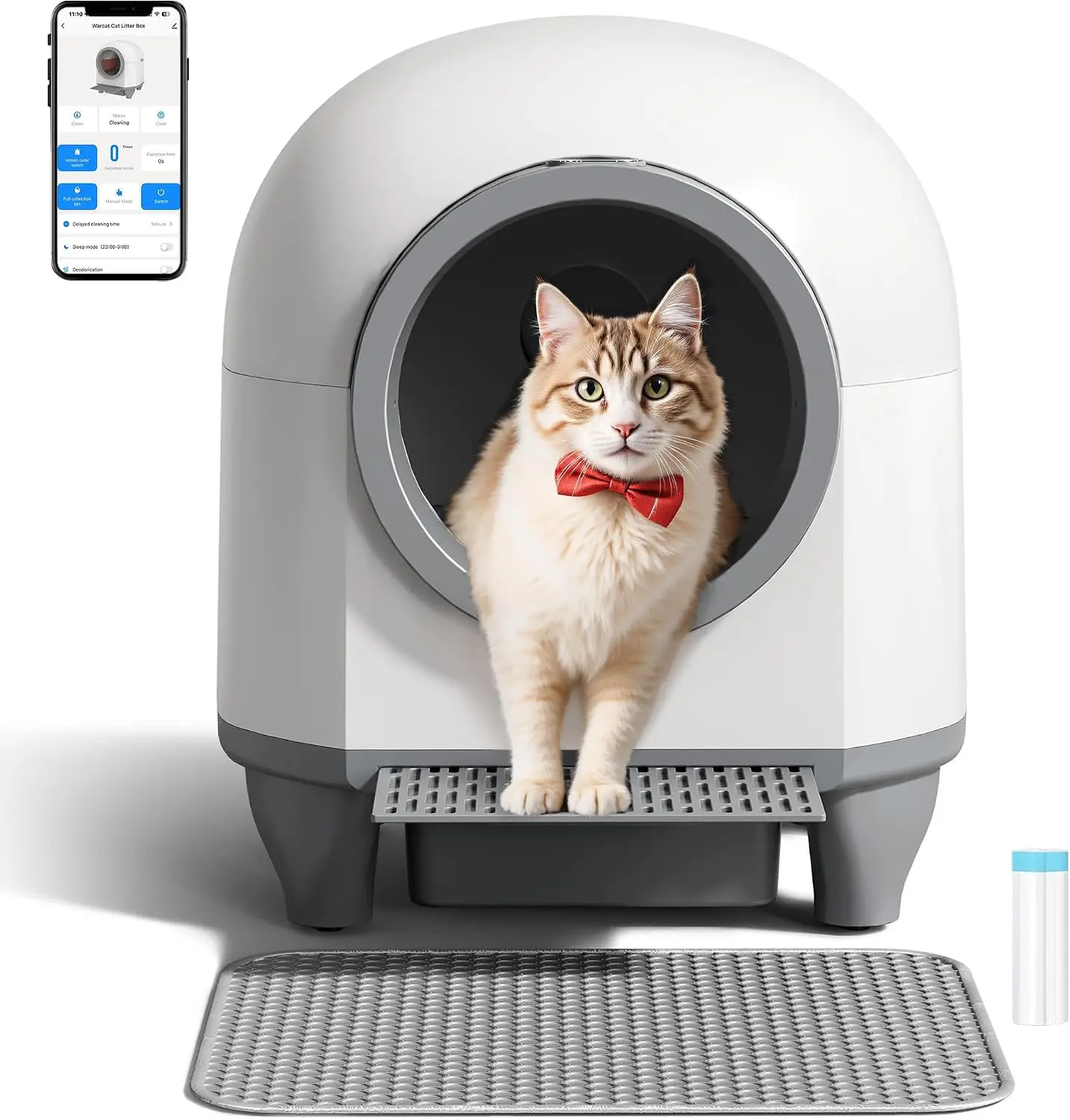 Self Cleaning Litter Box Automatic, 90 L Automatic Cat Litter Box for Multiple Cats APP-Controlled with Smart Sensors, Safety Pr