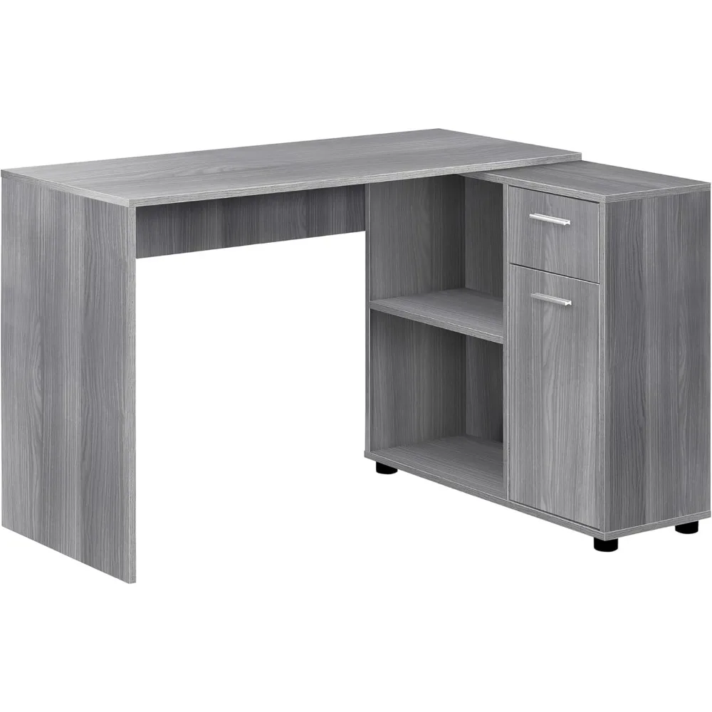 

Workstation with storage rack and cabinet, suitable for home and office, modern style L-shaped computer desk, 46