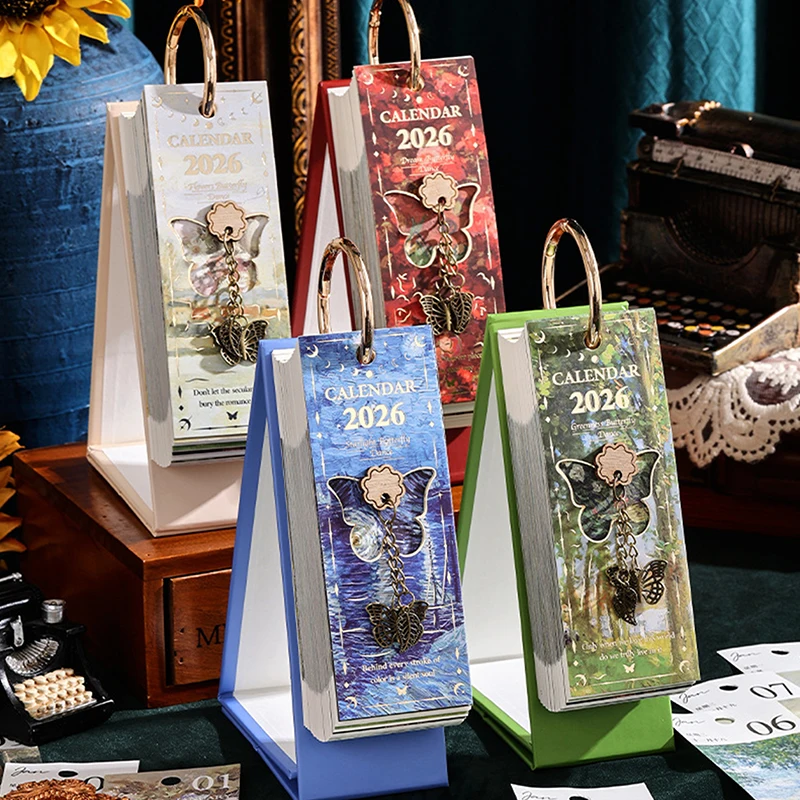 2026 أجندة مكتبية /رزنامة مكتبية، لوحة زيتية عتيقة، اقتباسات ملهمة، صفحة واحدة، تحويل مخطط يومي