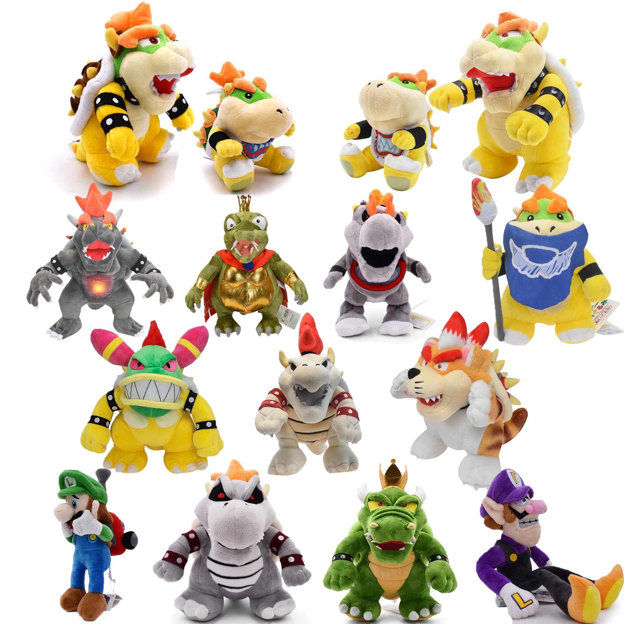 Bowser Mario pluszowe zabawki król K.Rool Meowser damskie Bowser gra animowana zabawki wypchane lalki prezenty na urodziny, boże narodzenie dla dzieci