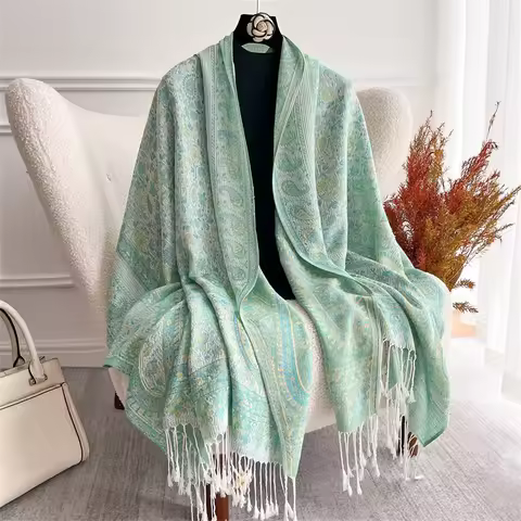Bohemian Autumn Scarf Cashmere Women Jacquard Pashmina Design Floral Female Thick Blanket Soft Bufanda Warm Shawl Poncho Stole