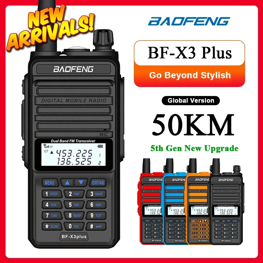 

Two Way Radio BaoFeng X3-Plus Walkie Talkie Long Range 50KM Tri-band Waterproof UHF/VHF Transceiver 76-108MHz Radio Transmitter