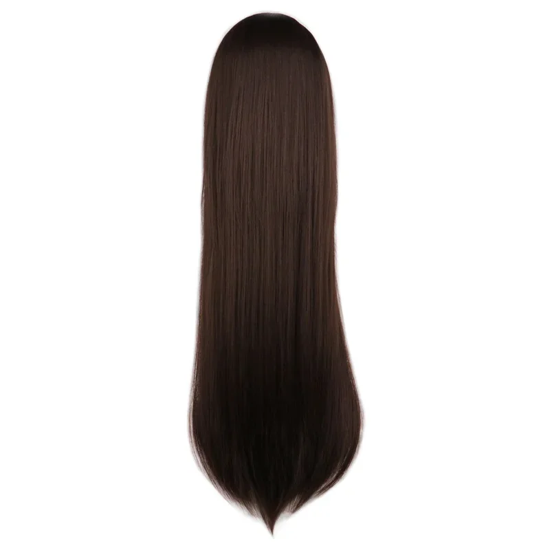 Lange gerade k braune Perücke für Cosplay-Kostüme, lange Anime-Perücke aus natürlichem, weichem Party-Kunsthaar mit Pony