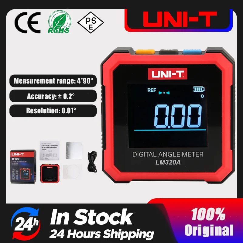 Uni-t-digital Transferidor Medidor de Ângulo Eletrônico Inclinômetro Magnético Caixa Cônica Luz de Fundo Lm320a Lm320b