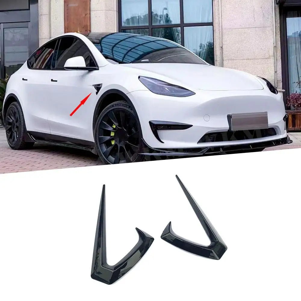 

Car Front Bumper Side Trim Canards For Tesla Model 3 Fin Air Knife Wingle Car Bodykits ABS Carbon Look Gloss black