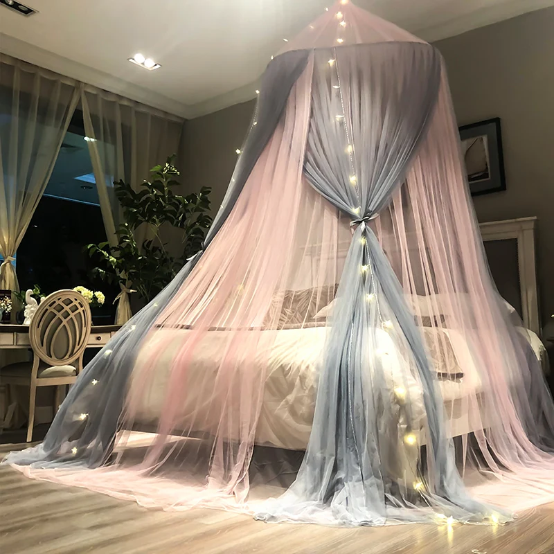 4 Colors Hanging Adults Bedding Dome Bed Canopy Cotton Mosquito Net Bedcover Curtain For Baby Kids Reading Playing Home Decor