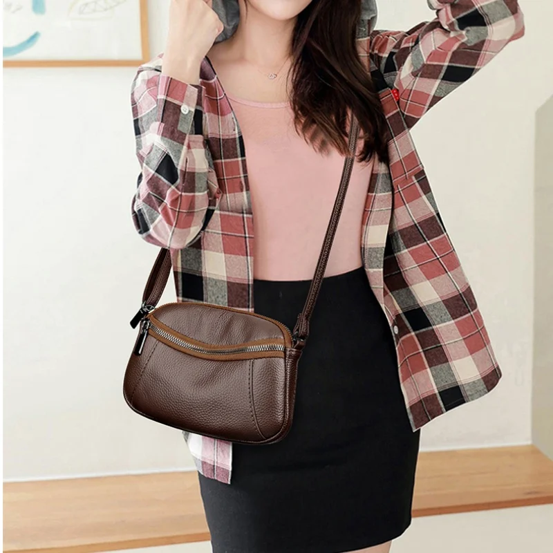 New Fashion Patchwork Single Shoulder Crossbody Bag Advanced Head Layer Cowhide Small Bag Advanced Fashion Simple