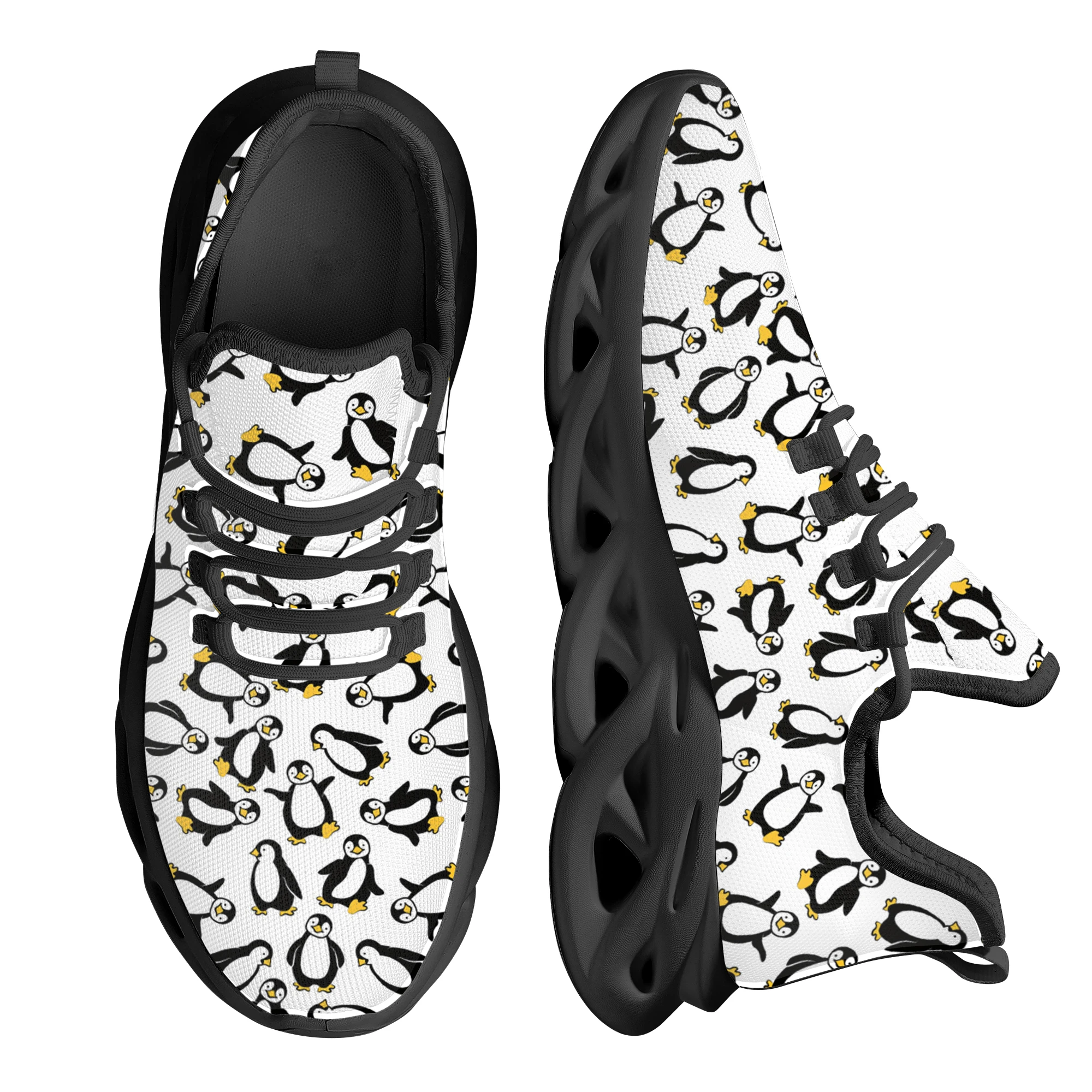 

INSTANTARTS Lovely Penguin Pattern Lightweight Outdoor Shoes Knitted Breathable Platform Blade Shoes Running Shoes Footwear