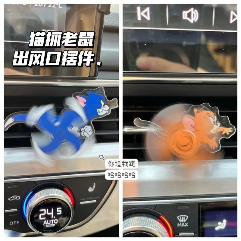Neue Kawali Tom Und Jerry Cartoon Auto Air Outlet Dekoration Klimaanlage Acryl Zubehör Clip Drehbare Spielzeug Kinder Gif