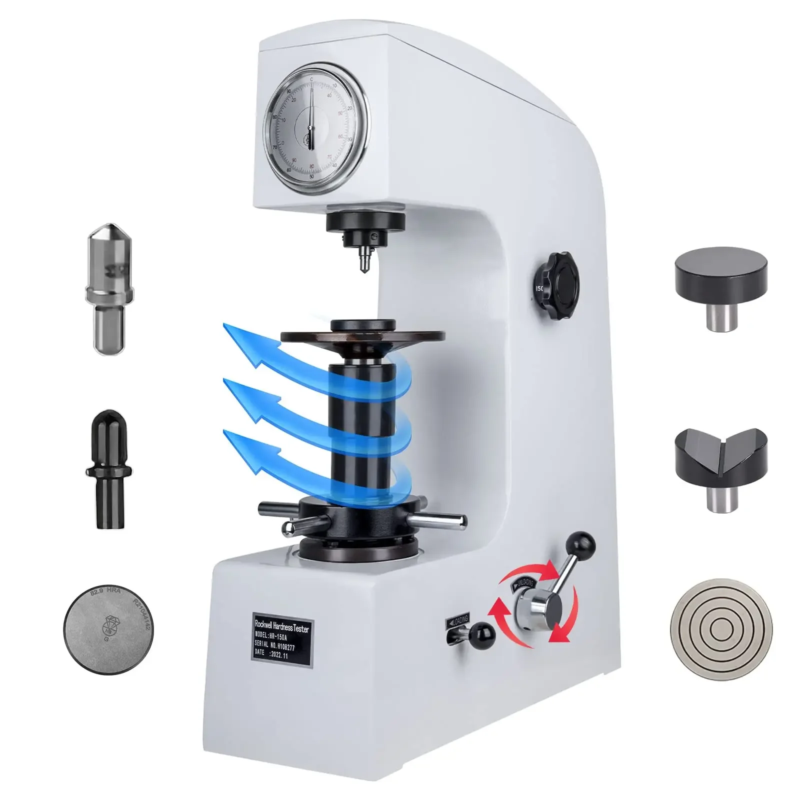 Rockwell Type Hardness Tester,Superficial Rockwell Scales 150KGF Maximum Load, HR-150A-new Testing Table Test Block HRC HRA B