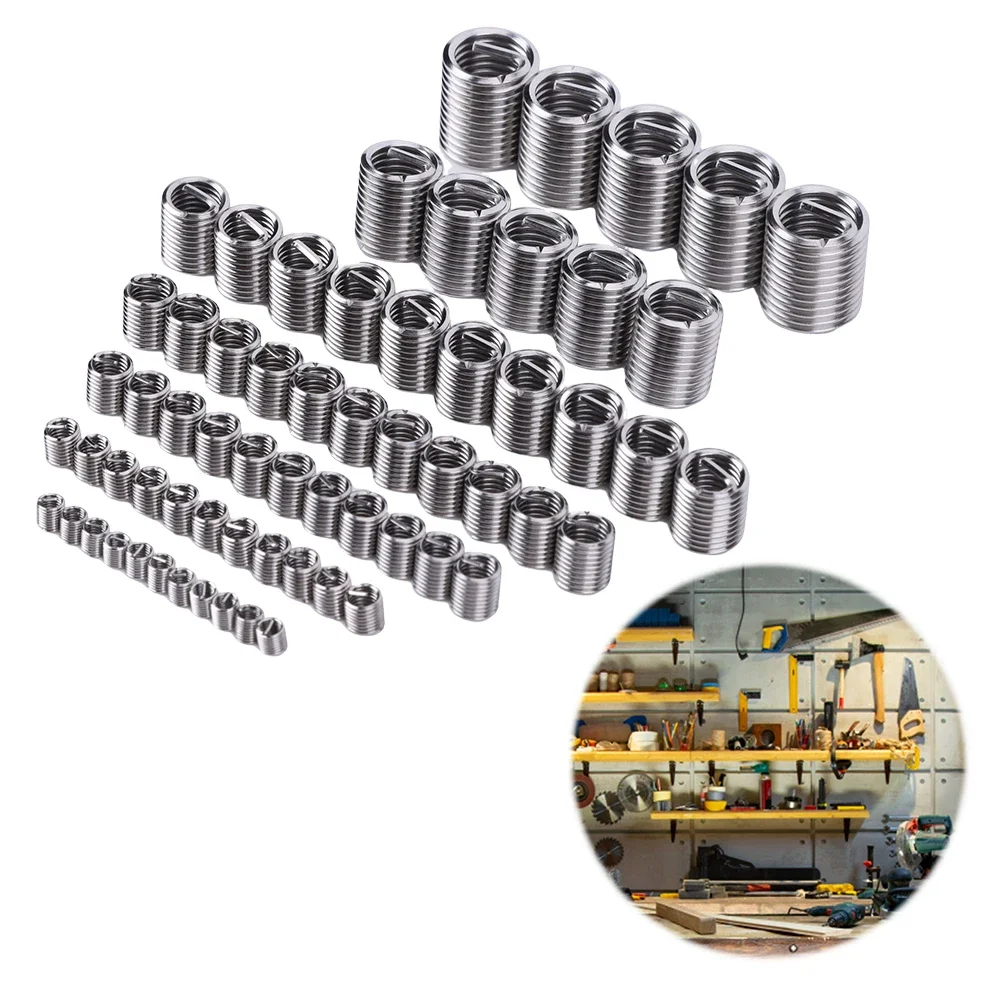 60PCS Wire Thread Insert Fastening Thread Insert M3 M4 M5 M6 M8 M10 M12 Spiral Wire Screw Sleeve Stainless Steel Screw Bushing