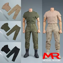 AFS 1/6 Scale Male Combat Pants T-shirt Casual Trousers with Belt Clothes Model Fit 12'' Soldier Action Figure Body Dolls