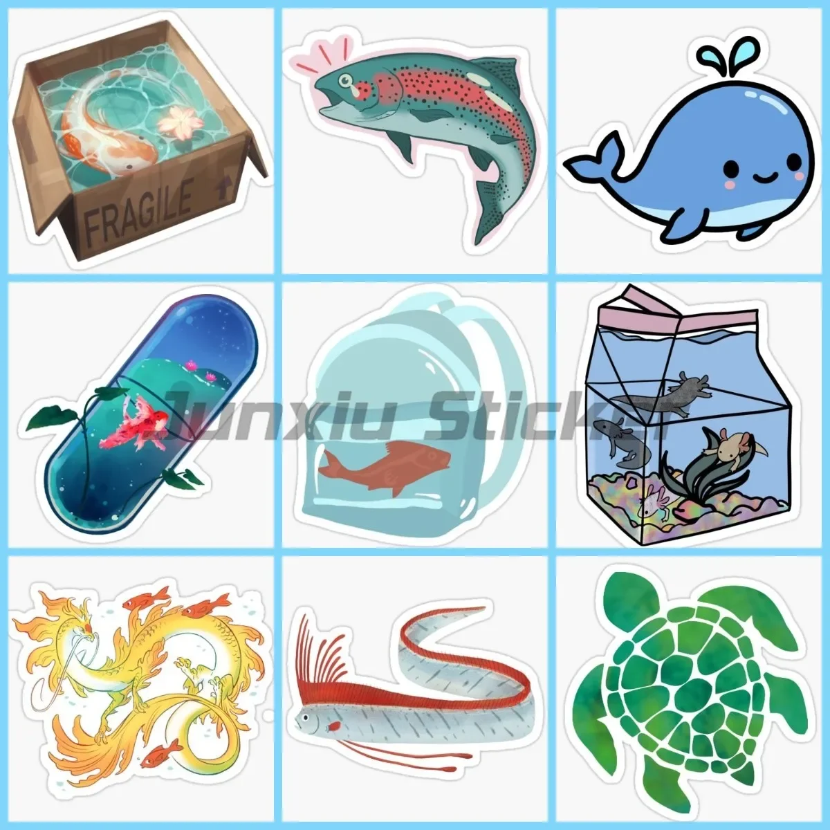 

Creativity Cute Fish Stickers Motorcycle Laptop Wall Room Truck Car Window Refrigerator Fish Tank Decoration Decals Customizable
