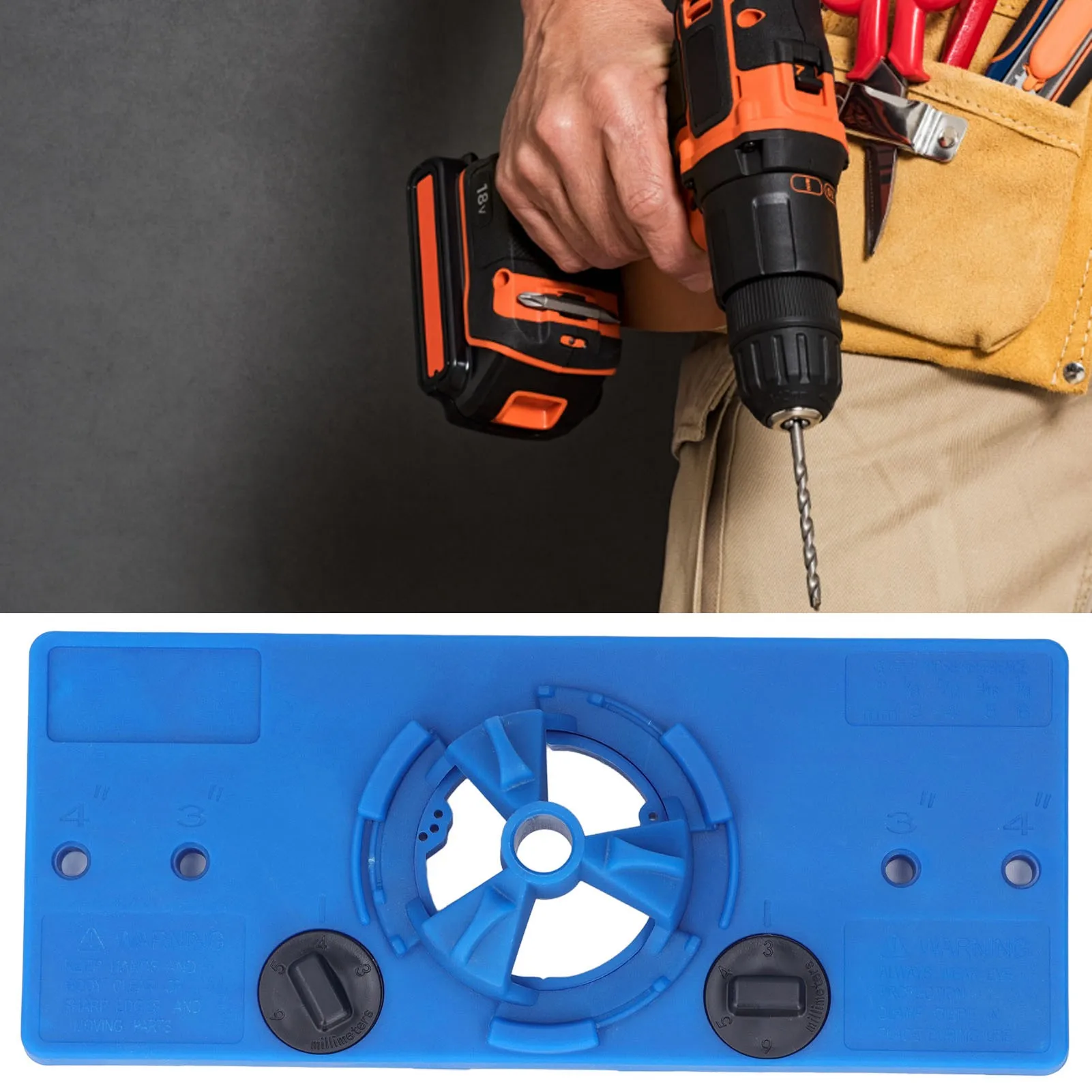 Zk20 35mm Hinge Hole Saw Jig Drilling Guide Cutter Bit Set Woodworking Punching Boring LocatorBlue