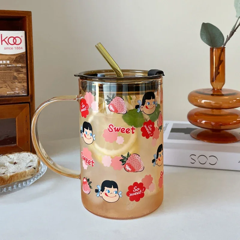 900ml Kawaii Strawberry Glass Water Bottle Large Capacity Cup Mug Tumbler  Portable with Lid Straw Drinkware Milk Tea Glass Cup - AliExpress 15