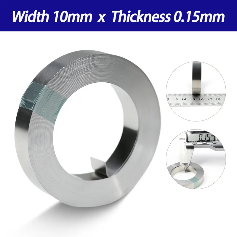 1 Rolle vernickelter Punktschweißstreifen, 10 m/Rolle, 0,1–0,2 mm, hochleitfähiger Verbindungsstreifen für 18650 21700 Li-Ionen-Akkupack