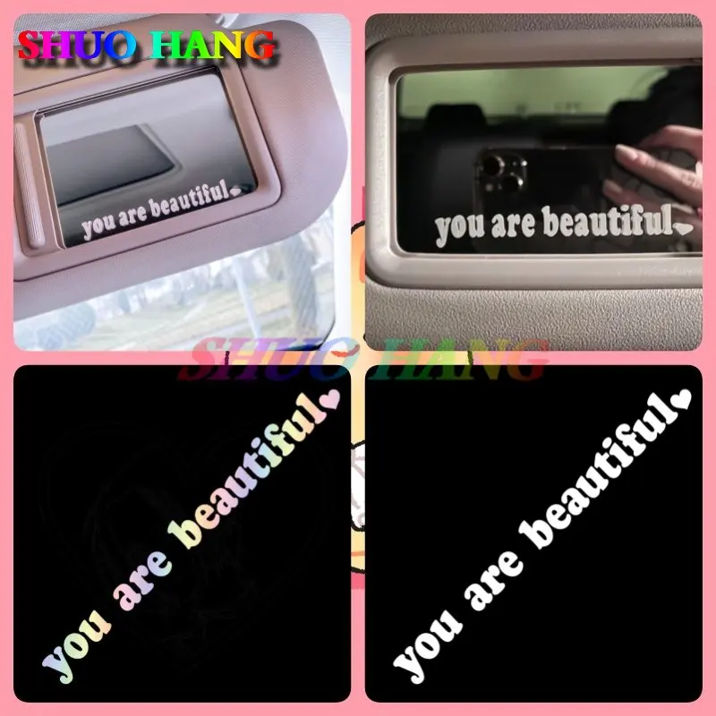 

SHUO HANG Creative Sport High-quality Car Stickers You Are Beautiful Interior Decoration Rear View Mirror Fashion Stickers PVC