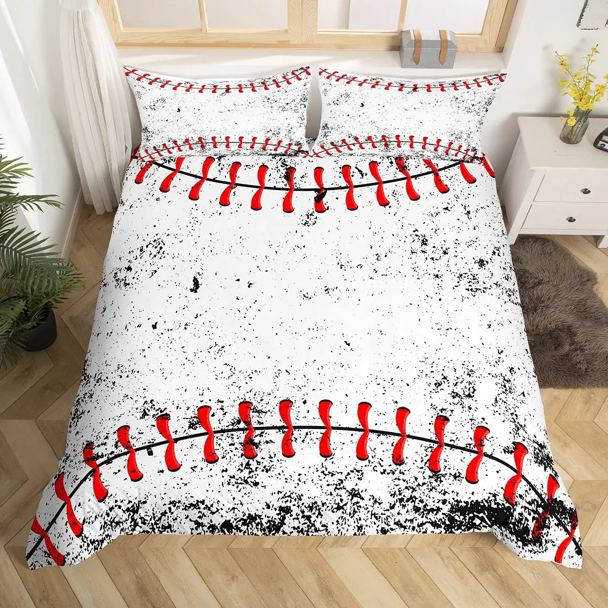 

Baseball Bedding Set Ball Sports Theme Comforter Cover for Boys Teens Baseball Game Duvet Cover Athlete Competitive Quilt Cover