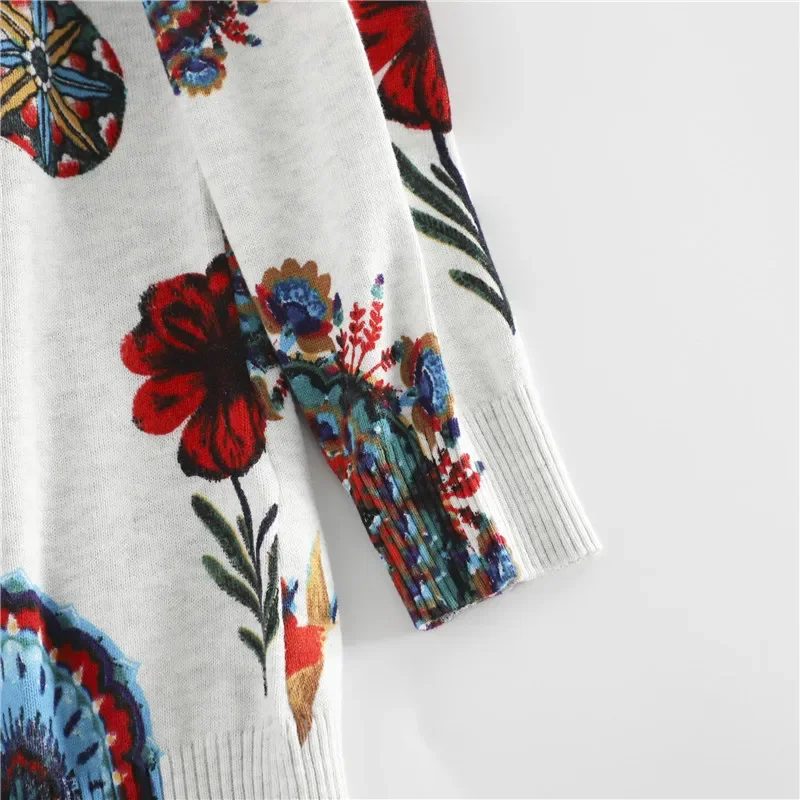 Spanish knitted pullover long-sleeved printed sweater is popular in spring and autumn