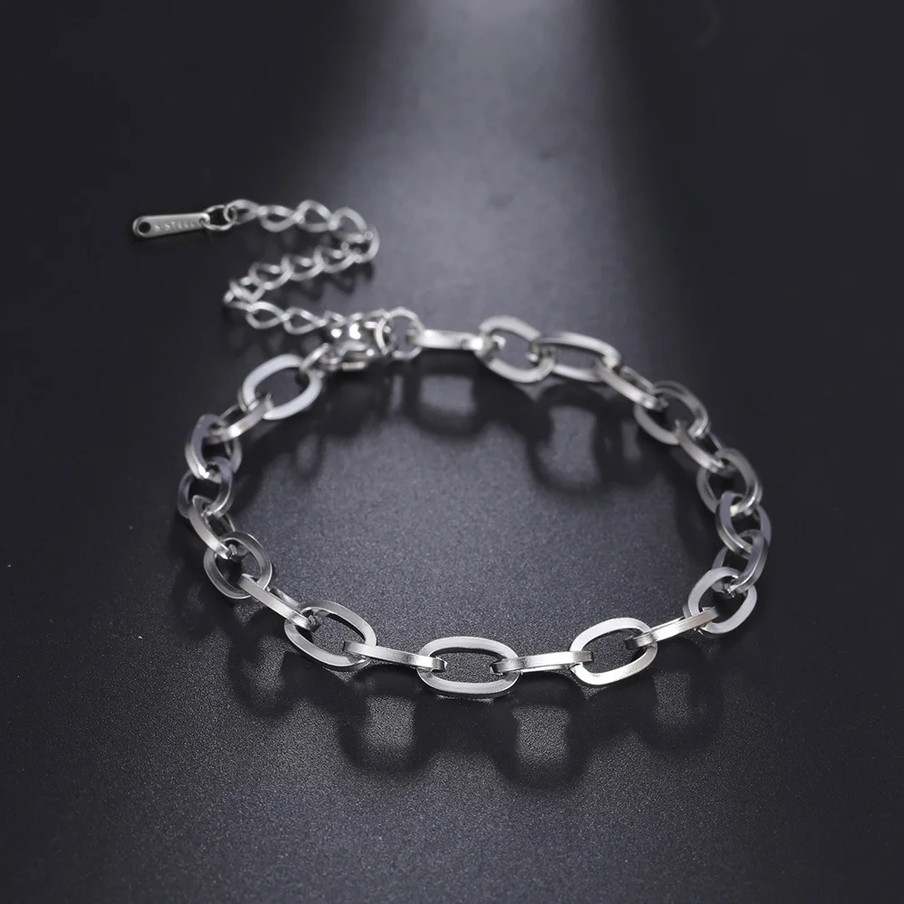Simple Stainless Steel Bracelet for Men Women Water Wave Chain Figaro Chain Bracelet Fashion Women\'s Jewelry for Party Gifts