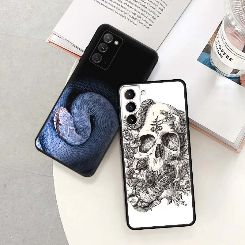 Phone Cases For Samsung S24 Plus Note20 Ultra S23 FE S22 S21 S20 Snake Skin Skull Print Galaxy S10 Lite Soft Shell Case Cover