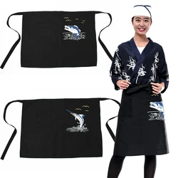 Japanese Style Cuisine Apron Sushi Restaurant Kitchen Waiter Apron Chef Overalls Sushi Uniform Half Waist Embroidered Apron