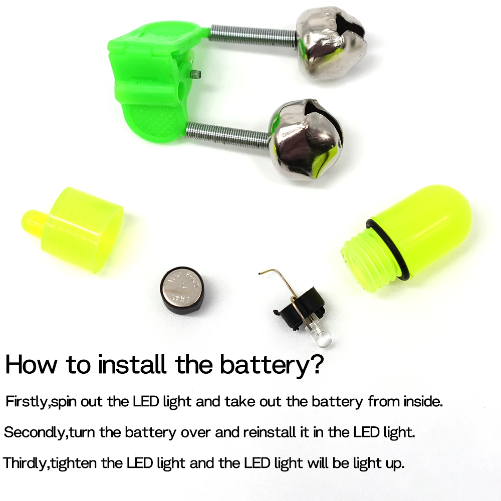 MNFT Led Night Fishing Rod Bite Bait Alarm Light Twin Bells Clip Alerter Sea Fishing Practical Tools 10Sets/20Sets/30Sets image 4