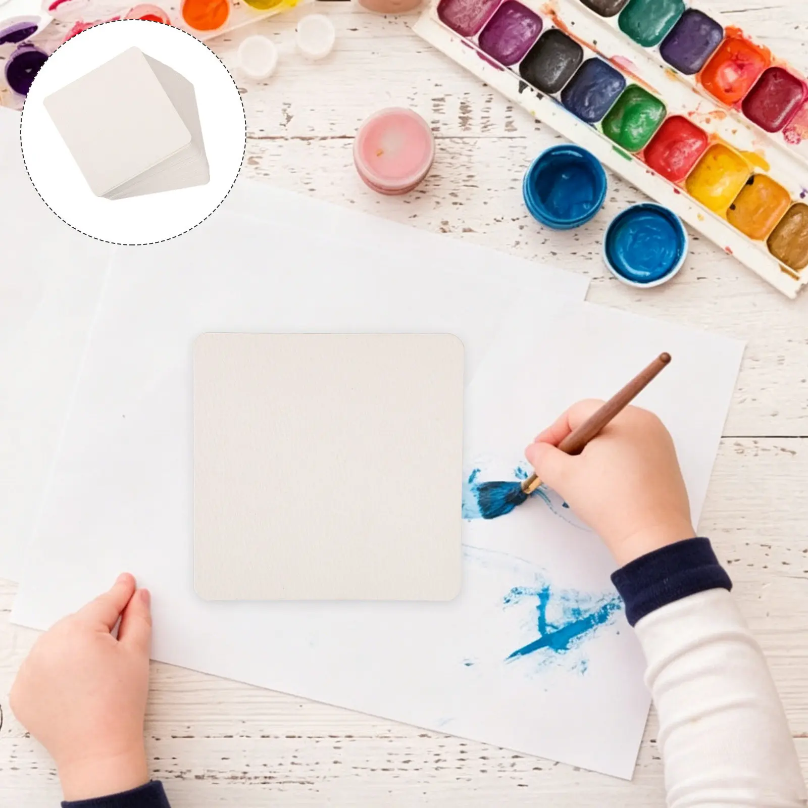 100Pcs Watercolor Cards Thick Blank Cardstock Paper 4x4 Cold Press Watercolor Drawing Craft Cards Thick Water Color Paper