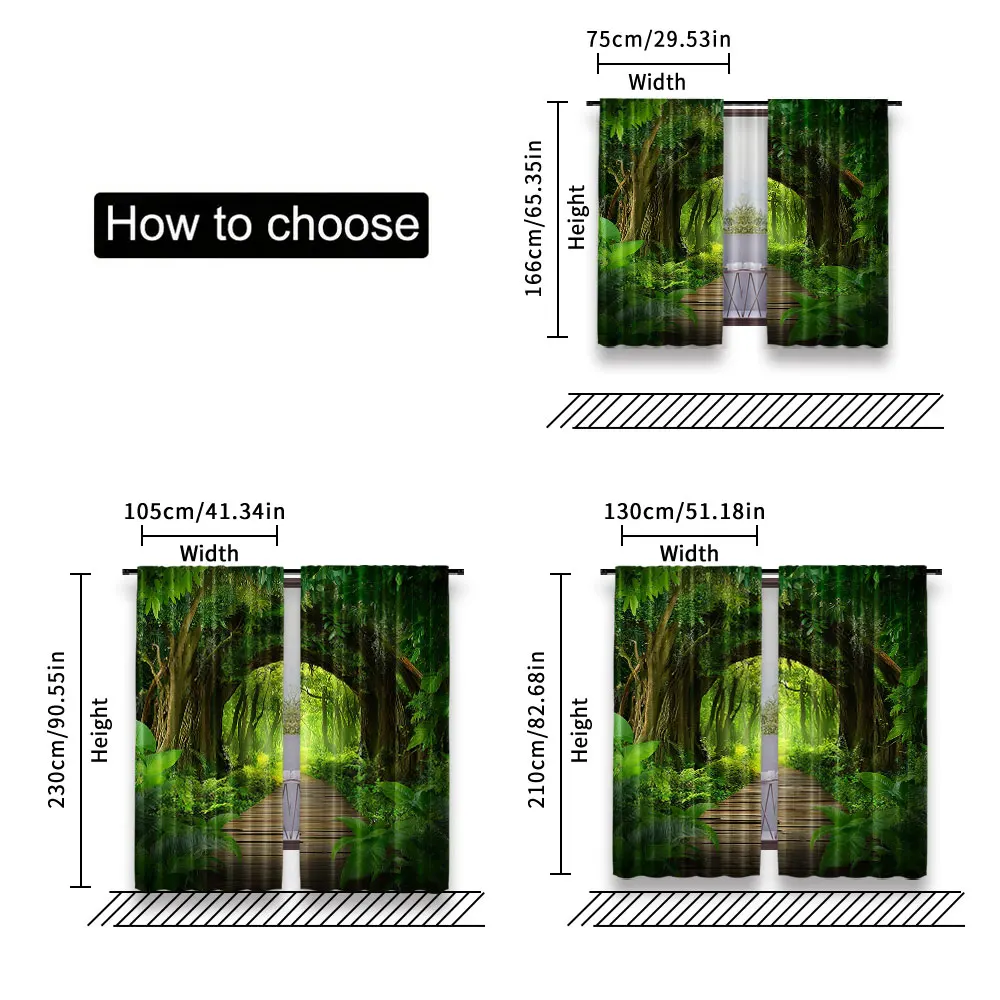 2Pcs Spring Forest Curtain Enchanted Forest Backdrop Spring Natural Picnic Camping Adventure For Living Room Bedroom A