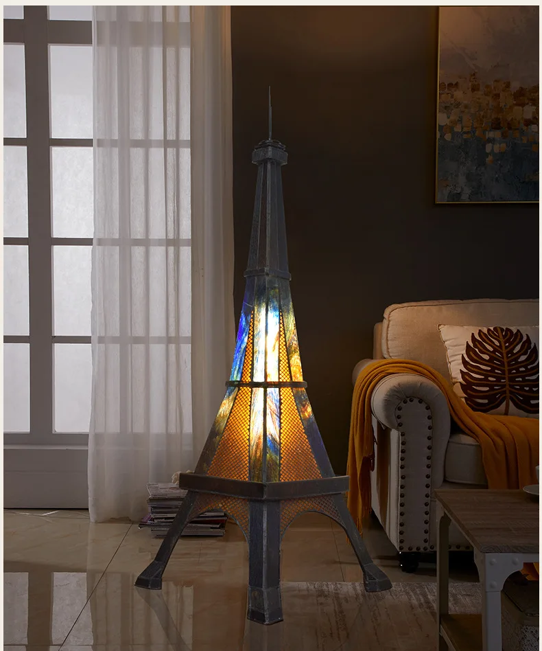 Eiffel Tower LED desk lamp, modern and contemporary colored glass bar, flexible reading remote control, study room, artistic cre