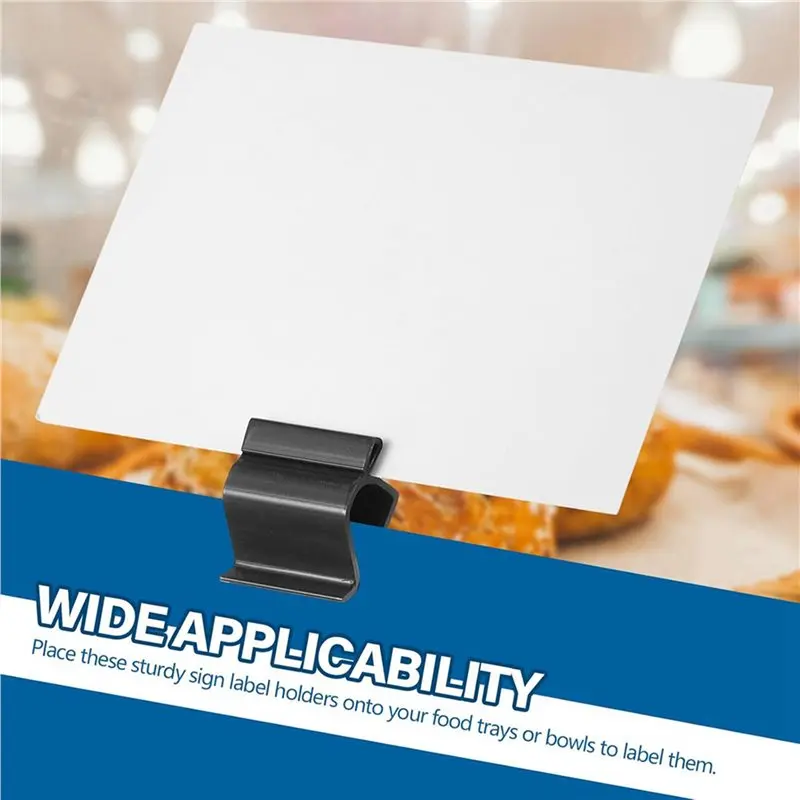 ABDE-500 Pcs Black Sign Clip Food Tray Label Holder Plastic Buffet Food Label Clip Reusable Price Tag Tray Sign Holder