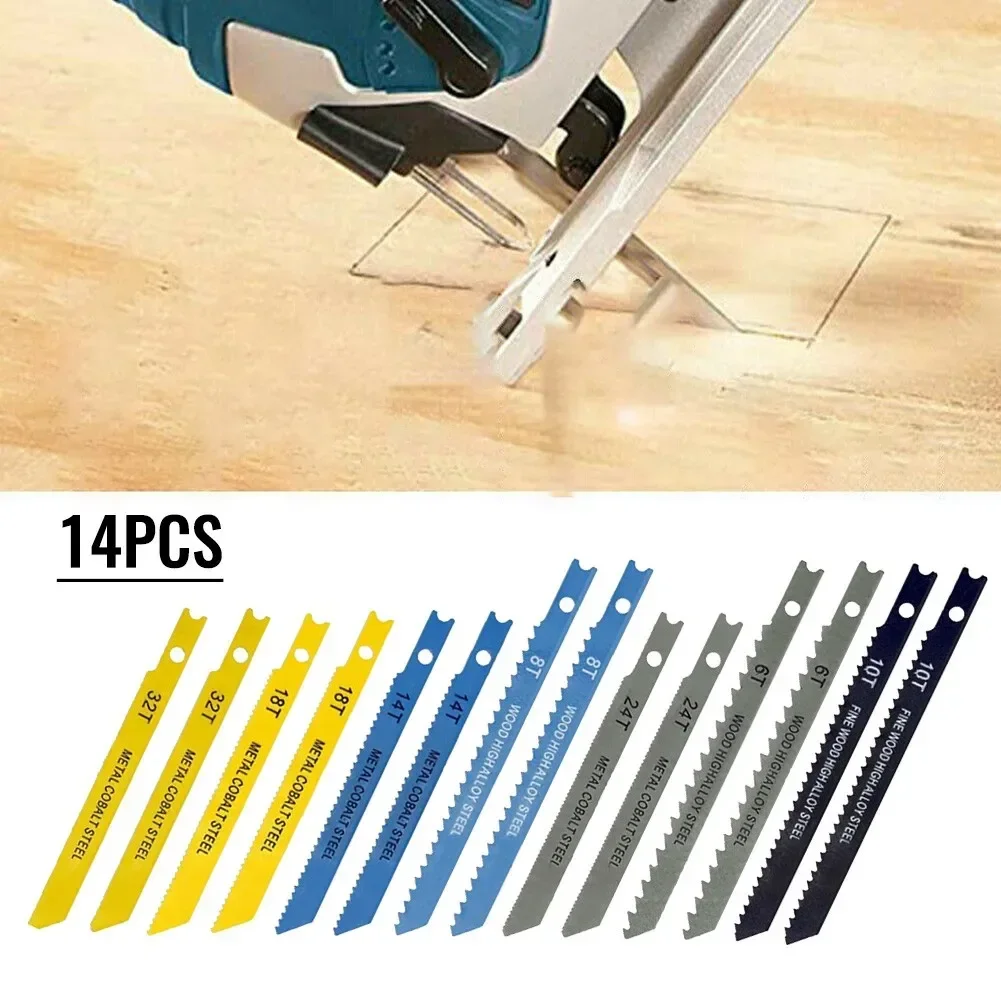 14Pcs/set Jigsaw Blades Assorted U Fitting Jigsaw Blades Set For Wood PVC Plastic Aluminum Sheet Metals Cutting