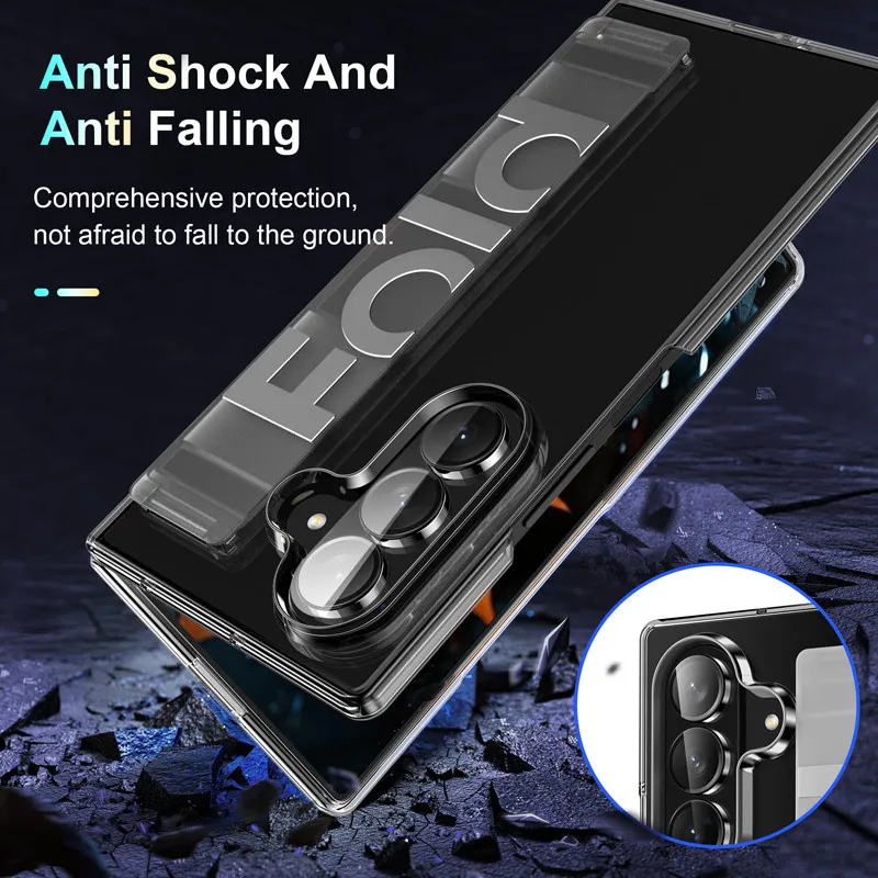 For Samsung Galaxy Z Fold 7 Case ELVEV All-inclusive Skin-friendly Hard PC Soft Silicone Wrist Strap Protection Phone Cover