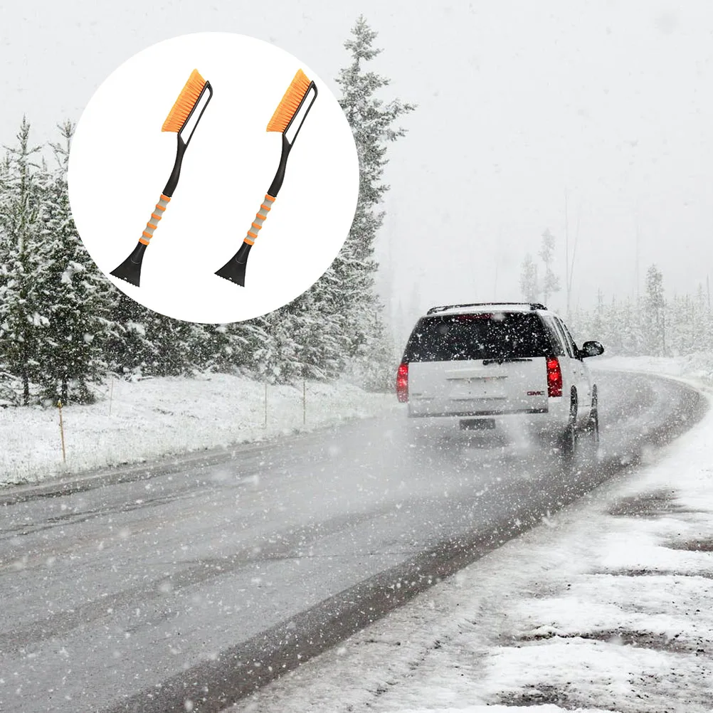 

2PCS Snow Shovel Car Scraper Ice Removal Tool Vehicle Windshield Window Lightweight AntiFreeze H Easy Storage Plastic