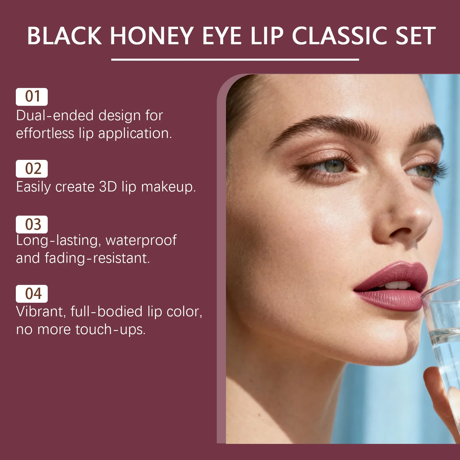 Black Honey Iconic Augen- und Lippen-Make-up-Set Schwarze Volumen-Gebende Verlängernde Curling-Mascara Plumping Gloss Lippenstift Wasserfestes Make-up-Set