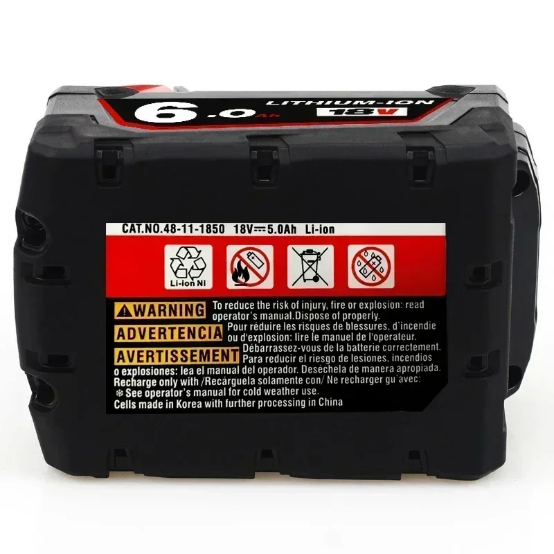 18V 6.0Ah Replacement Lithium Battery for Milwaukee M18 48-11-1860 48-11-1850 48-11-1840 48-11-1828 48-11-1820 48-11-1815 Tools