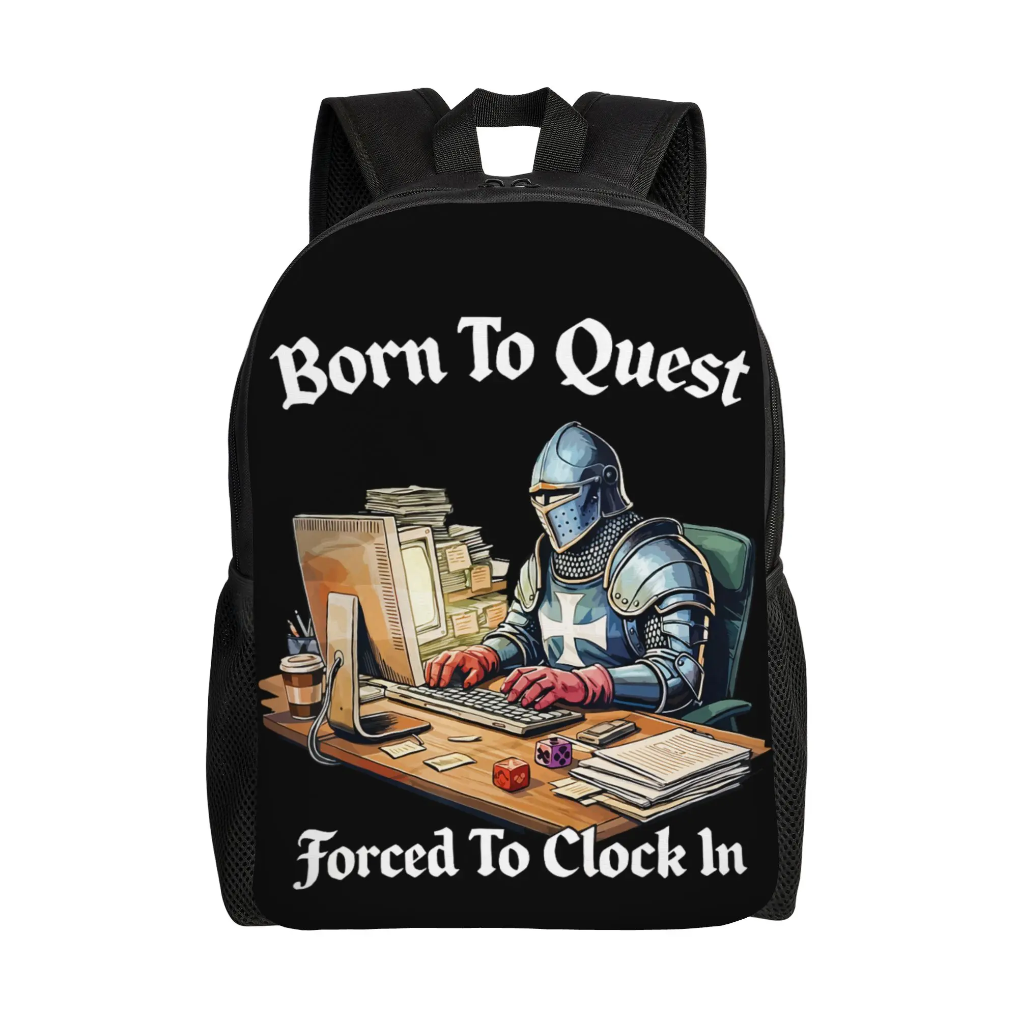 

Рюкзак Born to Quest Forced to Clock in в классическом стиле для активного отдыха, учебы и работы, забавный рюкзак-дневник для мужчин и женщин, холщовые сумки для ноутбуков