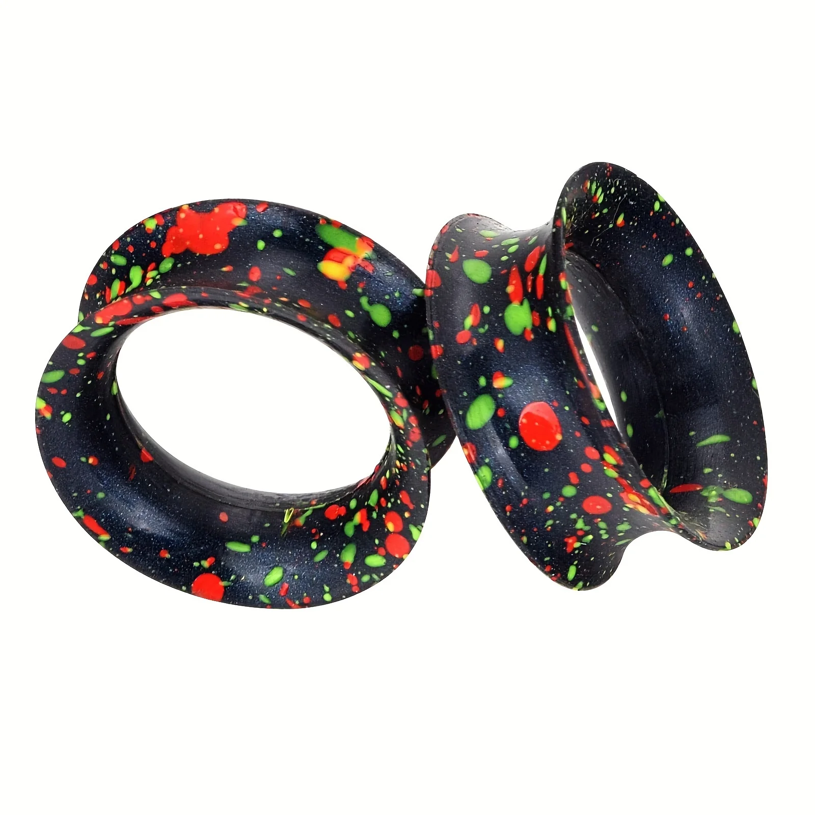 2Pcs Sexy Cute Black&Red&Green Silicone Ear Plugs and Tunnels Earlets Expander Stretcher Ear Gauges Body Piercing Jewelry 3-25mm