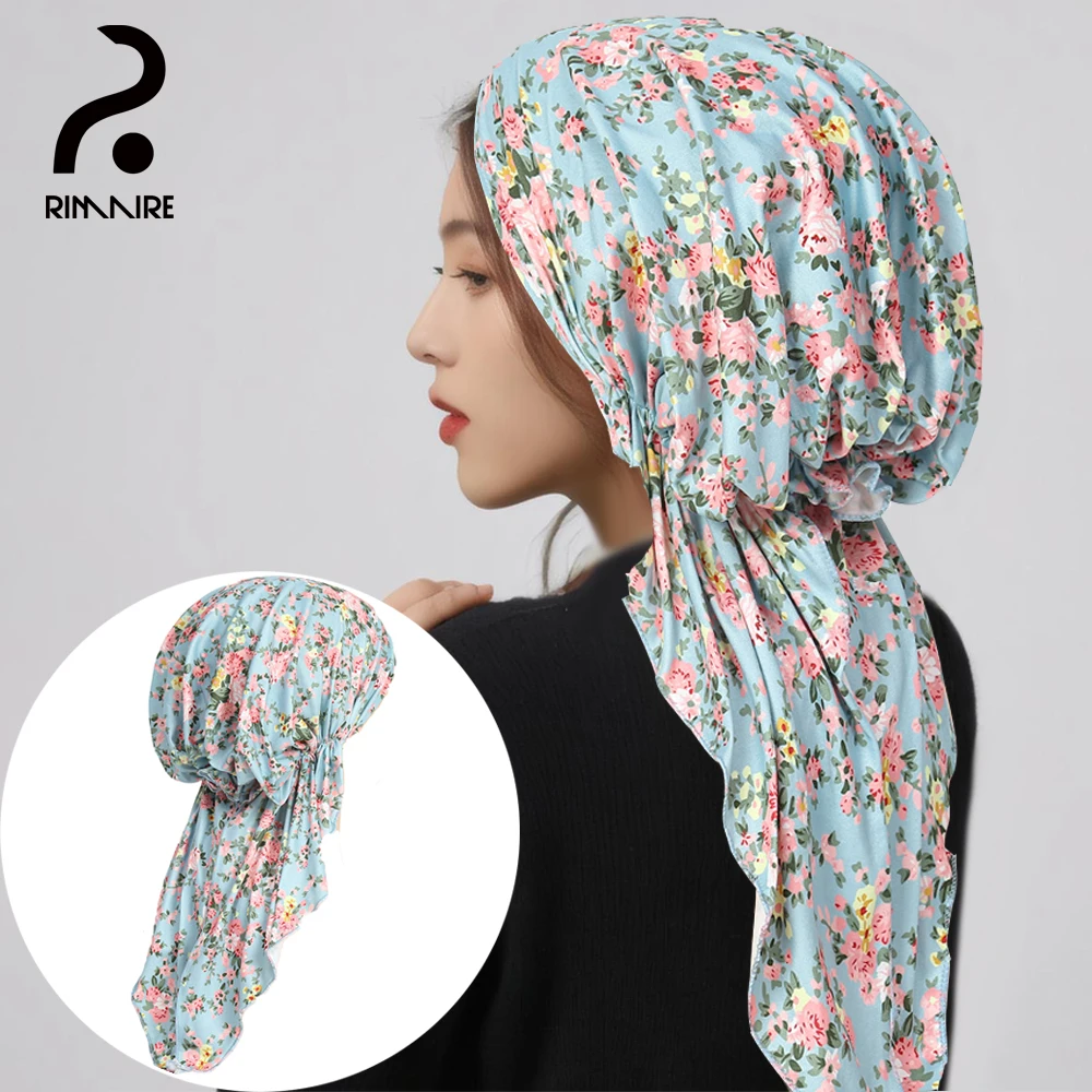 

RIMAIRE 2024 New Muslim Fashion Printed Hijabs for Women Islam Headscarf with Tail Decoration Beautiful and Comfortable Hijab